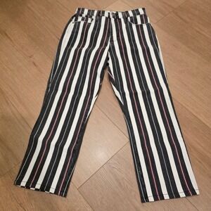Frame Denim Le Sylvie Slender Straight Band Stripe Jeans Black White Red 26